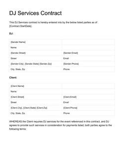 Dj Services Contract Template Document &amp; Contract Templates [200 Free Examples] Edit