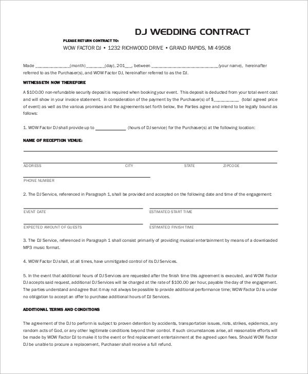 Dj Services Contract Template Sample Dj Contract 14 Examples In Word Pdf Google