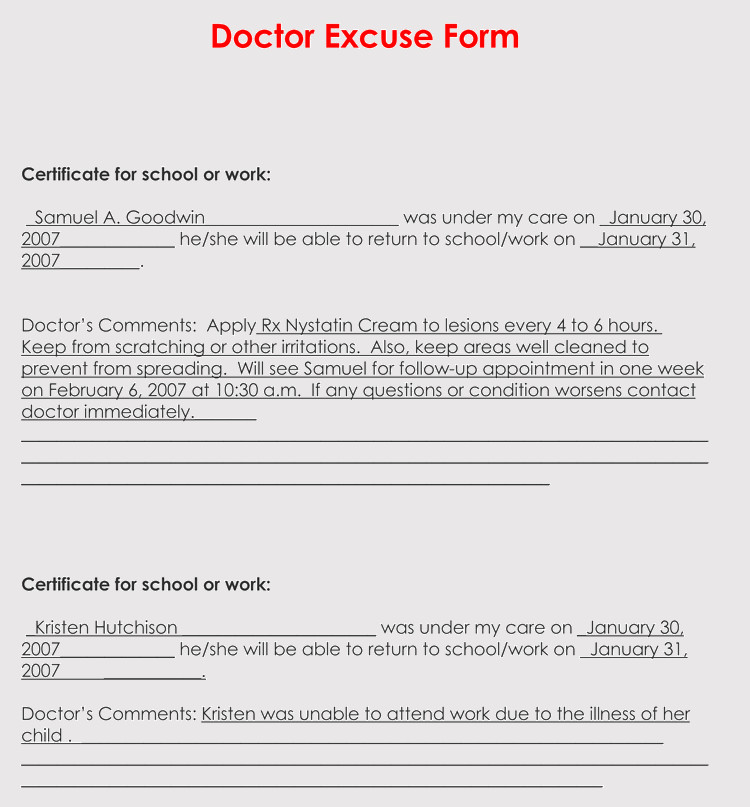 Doctors Note for School Template 36 Free Fill In Blank Doctors Note Templates for Work