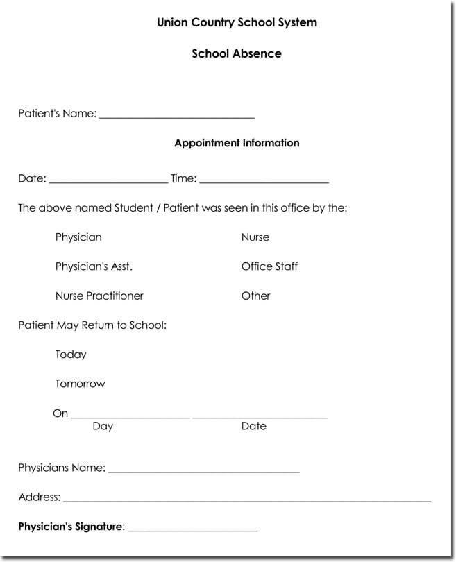 Doctors Note for School Template Doctor S Note Templates 28 Blank formats to Create