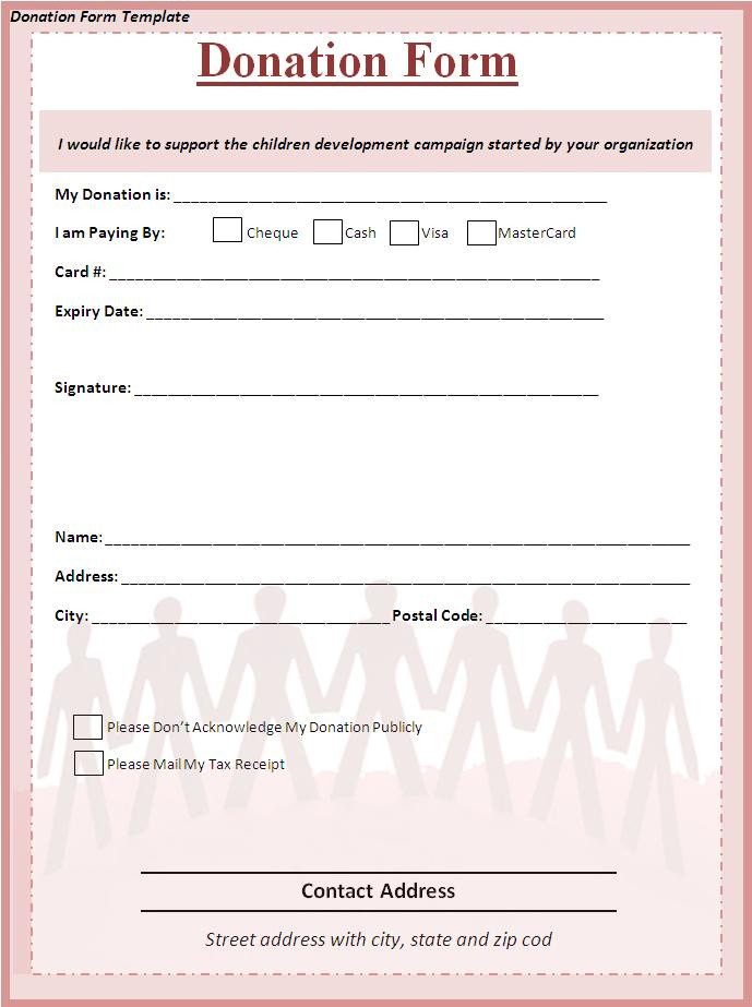 Donation form Template Word Donation form Template