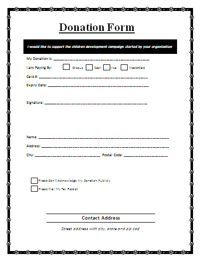 Donation form Template Word Sample Free Donation form