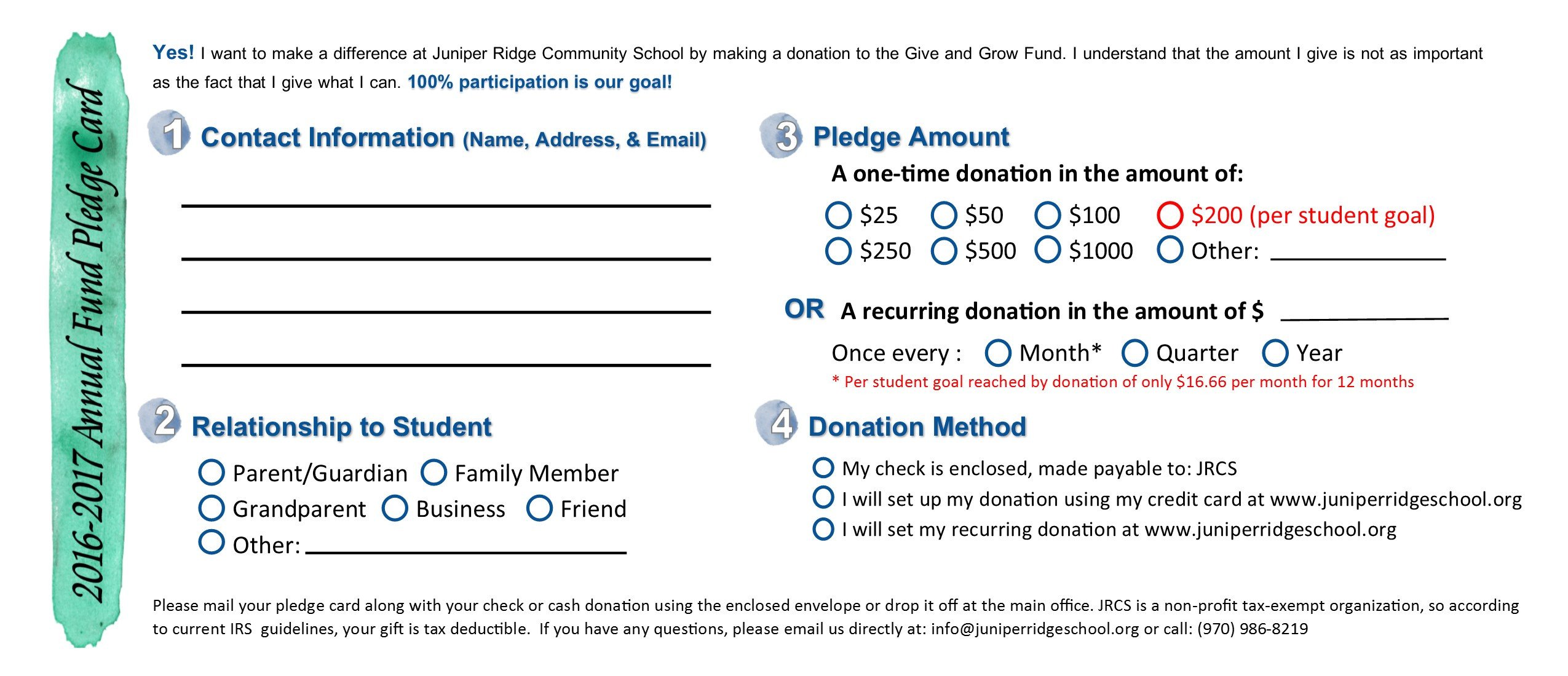 Donation Pledge Card Template Sample Pledge Card Non Profit Tire Driveeasy