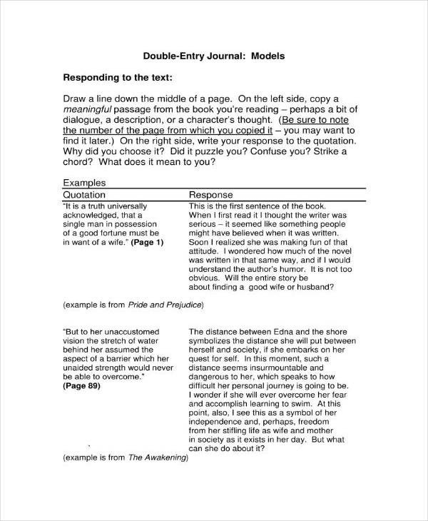 Double Entry Journal Template 10 Double Entry Journal Templates Pdf Doc