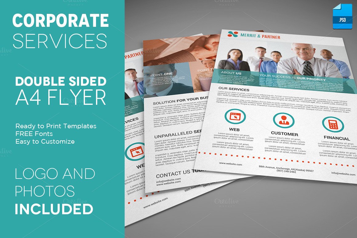 Double Sided Brochure Template A4 Double Sided Corporate Flyer Flyer Templates On