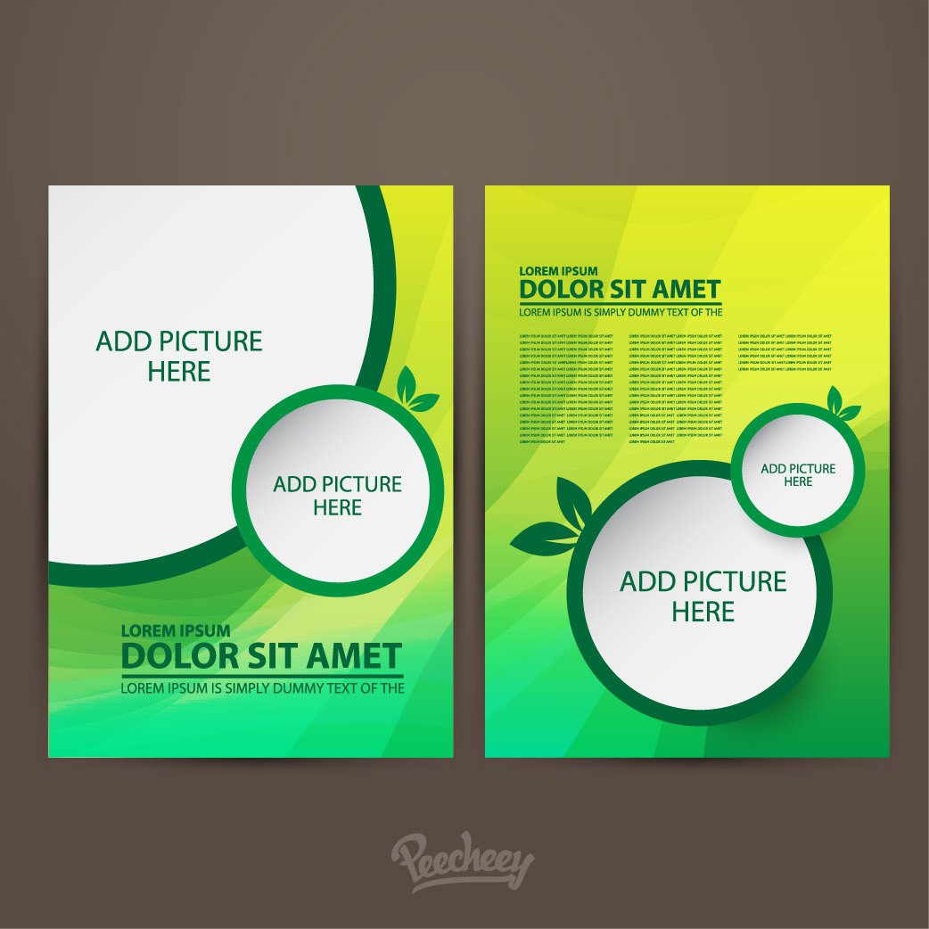 Double Sided Brochure Template Two Sided Green Brochure Template Vector