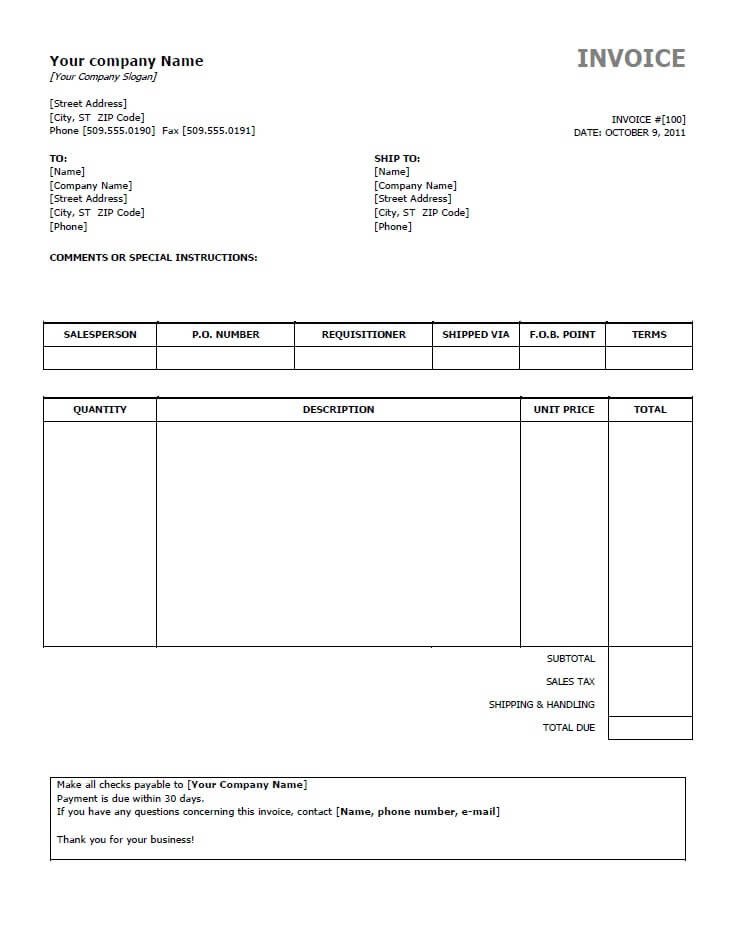 Download Invoice Template Word Microsoft Word Template 1 Invoice Template