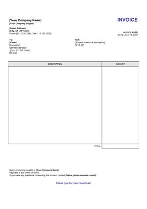 Download Invoice Template Word Service Invoice Template Word