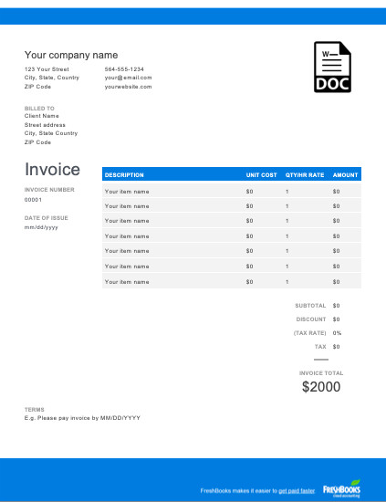 Download Invoice Template Word Word Invoice Template Free Download