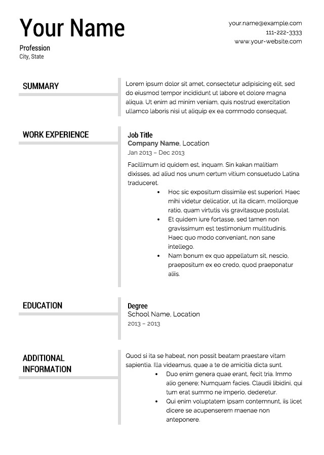 Downloadable Free Resume Templates Free Resume Templates
