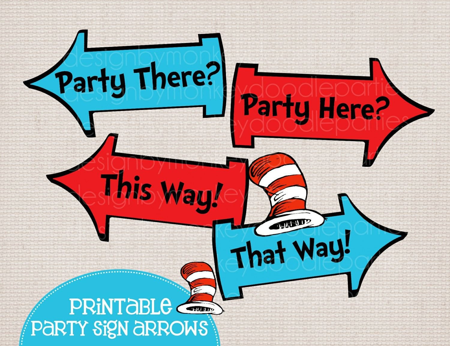Dr Seuss Arrows Free Printables Adorable Dr Seuss Cat In the Hat Inspired Printable Party
