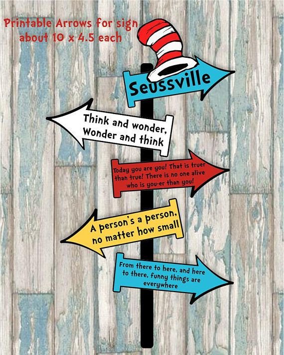 Dr Seuss Arrows Free Printables Dr Seuss Arrow Signs Printable Decorations Dr Seuss