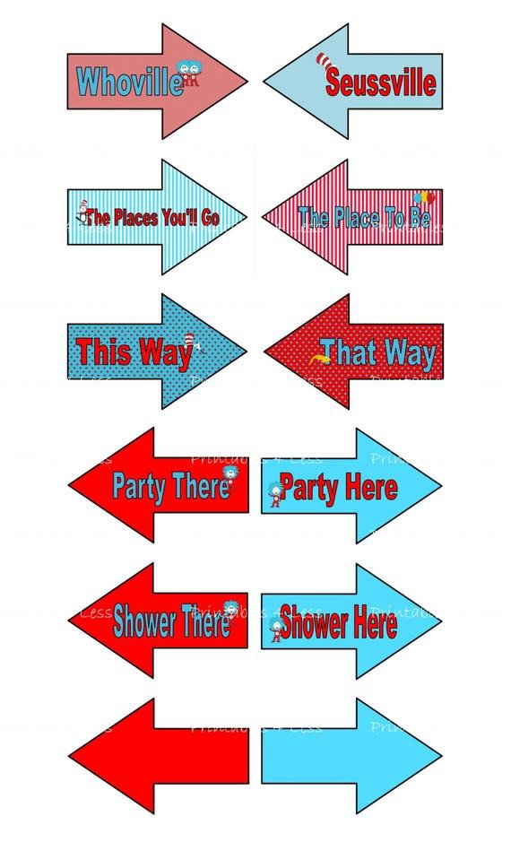 Dr Seuss Arrows Free Printables Seuss Arrow Signs Dr Seuss Baby Shower Signs Dr by