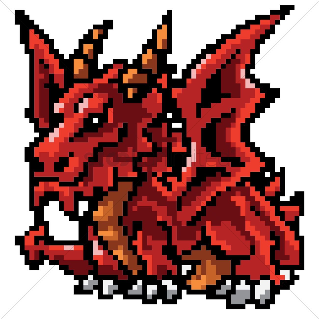 Dragon Pixel Art Grid Pixel Art Mythical Dragon Vector Image