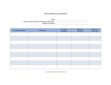 Driver Manifest Template Driver Delivery Schedule Template