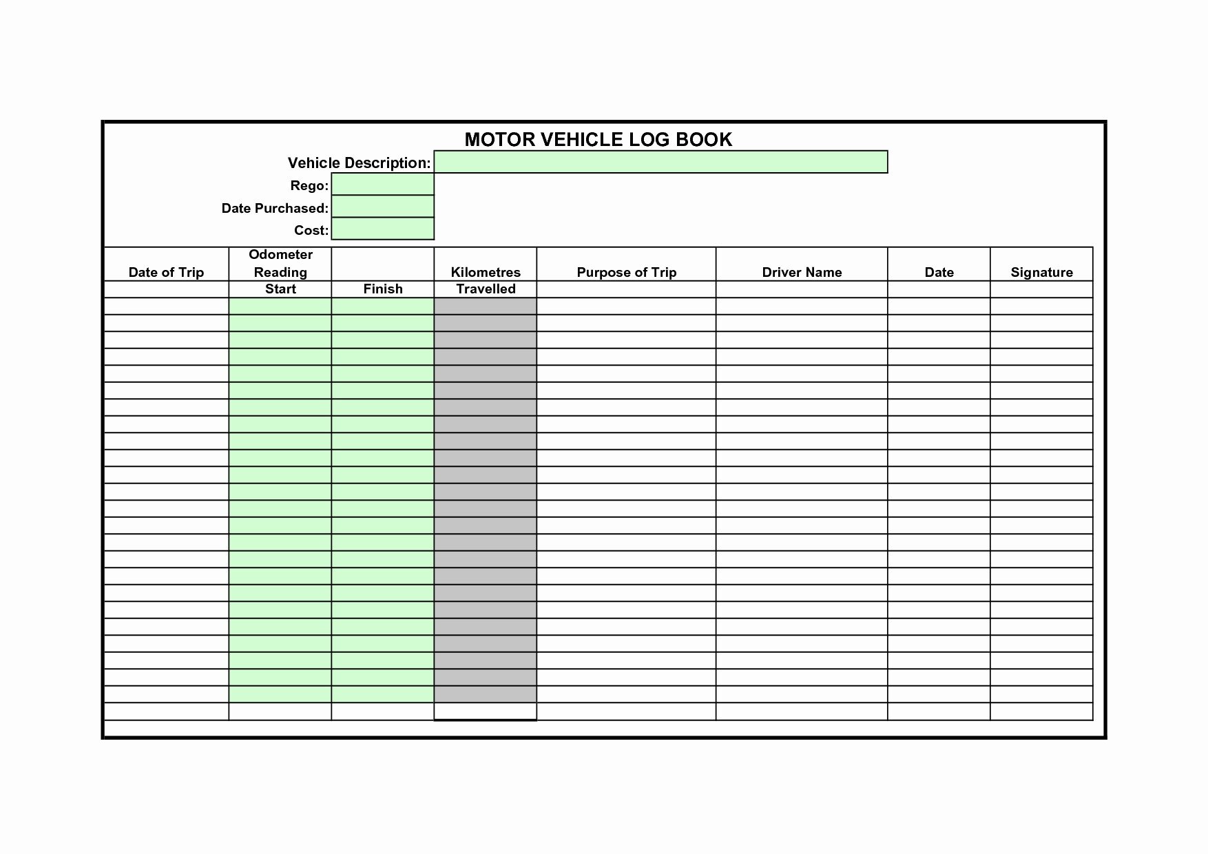 Driver Manifest Template Truck Driver Log Book Excel Template