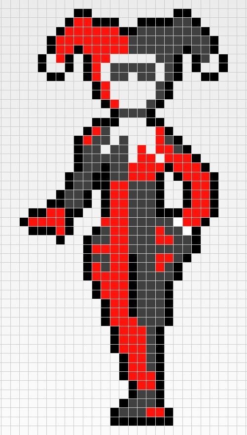 Easy Pixel Art Grid Harley Quinn Pixel Art Template Minecraft … Crochet
