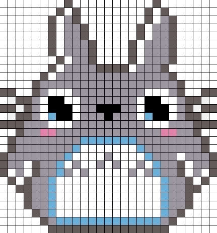 Easy Pixel Art Grid totoro Pattern
