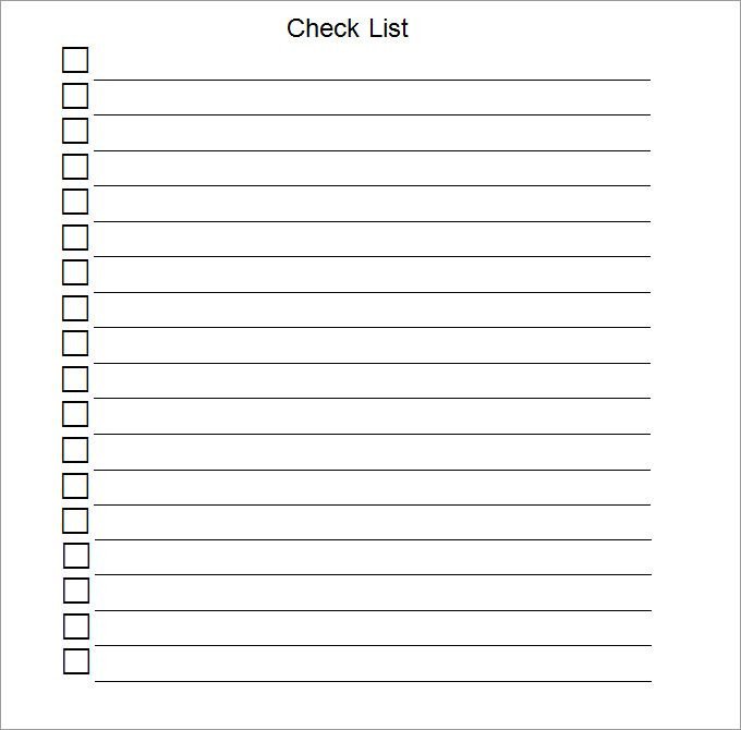 Editable Checklist Template Word Blank Checklist Template Checklist Template …