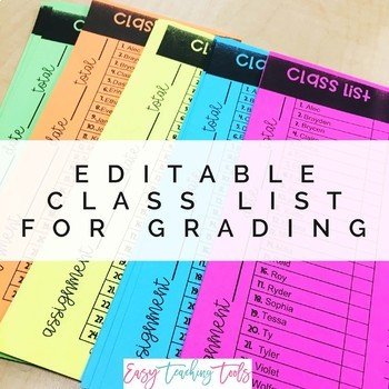 Editable Class List Editable Class List Perfect for Grading by Easy Teaching