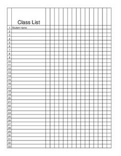 Editable Class List Registro Para El Control De asistencia Diario Por Meses