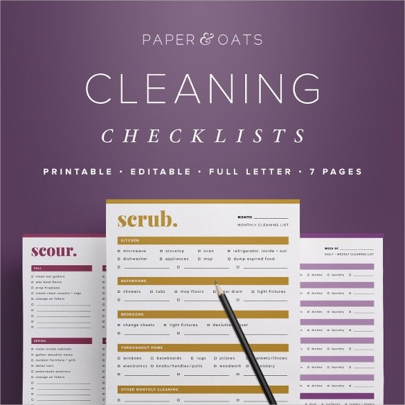 Editable Cleaning Schedule Template Cleaning Checklist Template 38 Word Excel Pdf