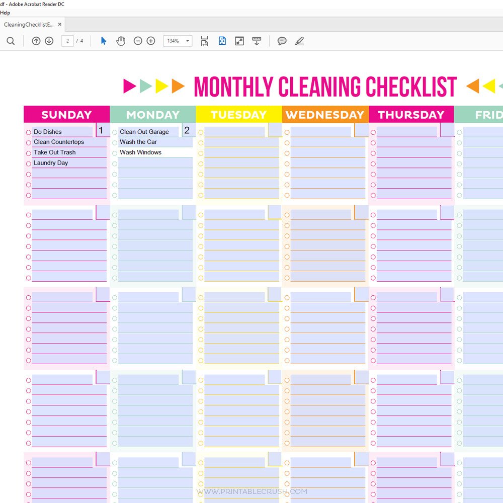 Editable Cleaning Schedule Template Editable Printable Cleaning Schedule and Checklist