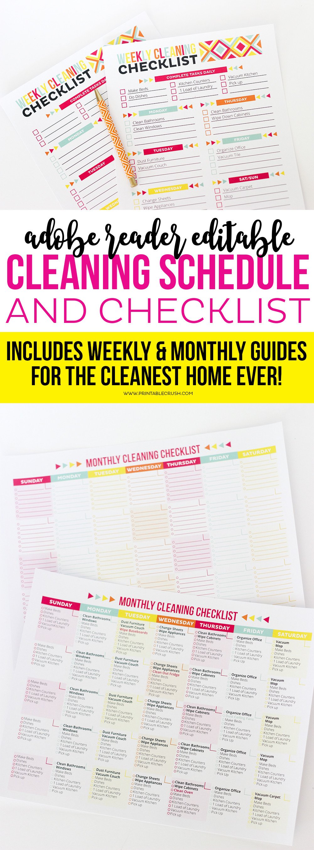 Editable Cleaning Schedule Template Editable Printable Cleaning Schedule and Checklist