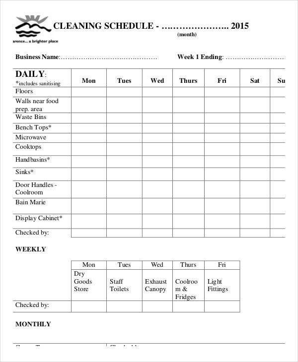 Editable Cleaning Schedule Template Fice Cleaning Schedule Template 11 Free Word Pdf