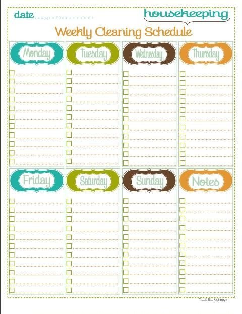Editable Cleaning Schedule Template Weekly Schedule On Pinterest