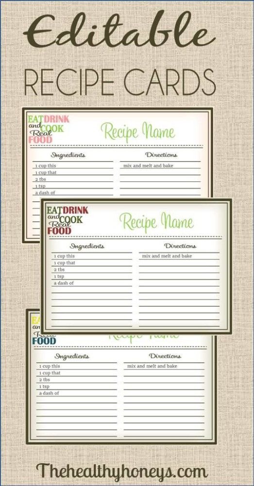 Editable Recipe Card Template 10 Images About Printable Recipe Cards On Pinterest