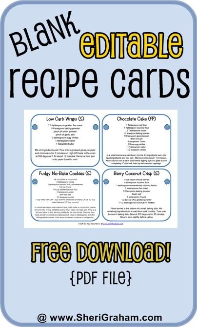 Editable Recipe Card Template Blank Editable Recipe Cards 1 2 &amp; 4 Card Versions Free