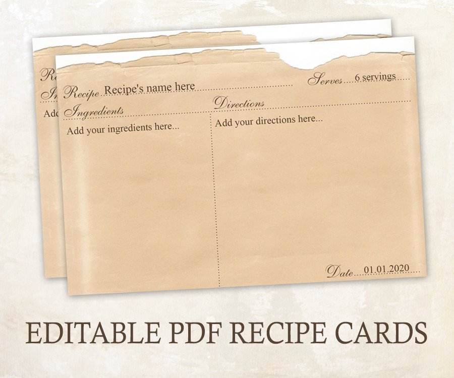 Editable Recipe Card Template Editable Recipe Cards 4x6 Rustic Recipe Cards Editable Pdf