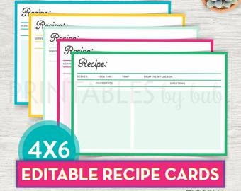 Editable Recipe Card Template Editable Recipe Cards Kitchen organization Brown Recipe