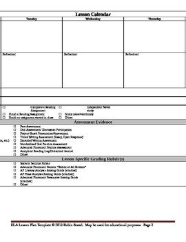 Ela Lesson Plan Template Ela Lesson Plan Template with Embedded Mon Core