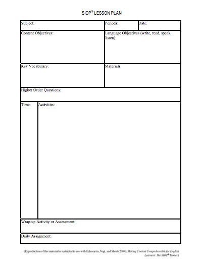 Eld Lesson Plan Template 17 Best Images About Siop Resources On Pinterest