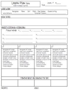 Eld Lesson Plan Template Guided Reading Binder