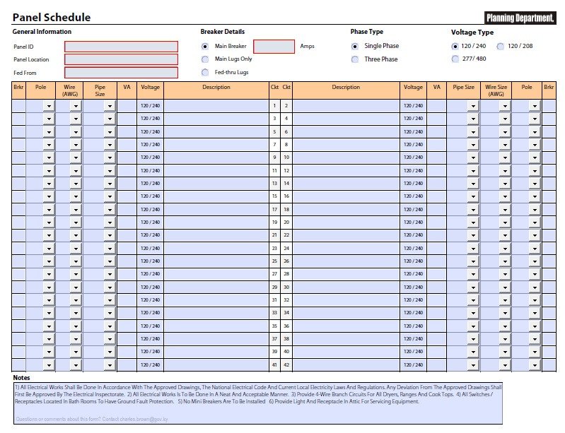Electric Panel Schedule Template 5 Free Panel Schedule Templates In Ms Word and Ms Excel