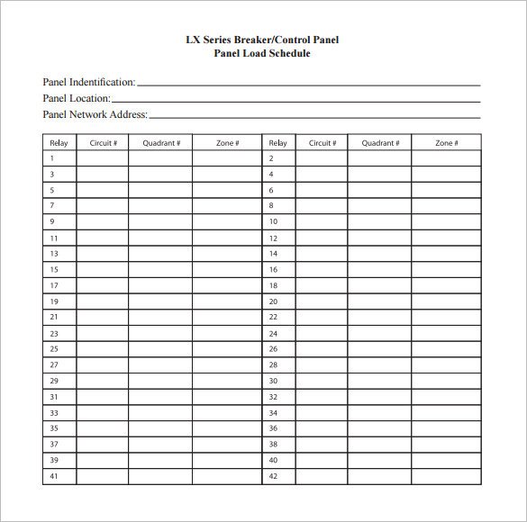 Electric Panel Schedule Template Download Electrical Circuit Breaker Panel Label Template