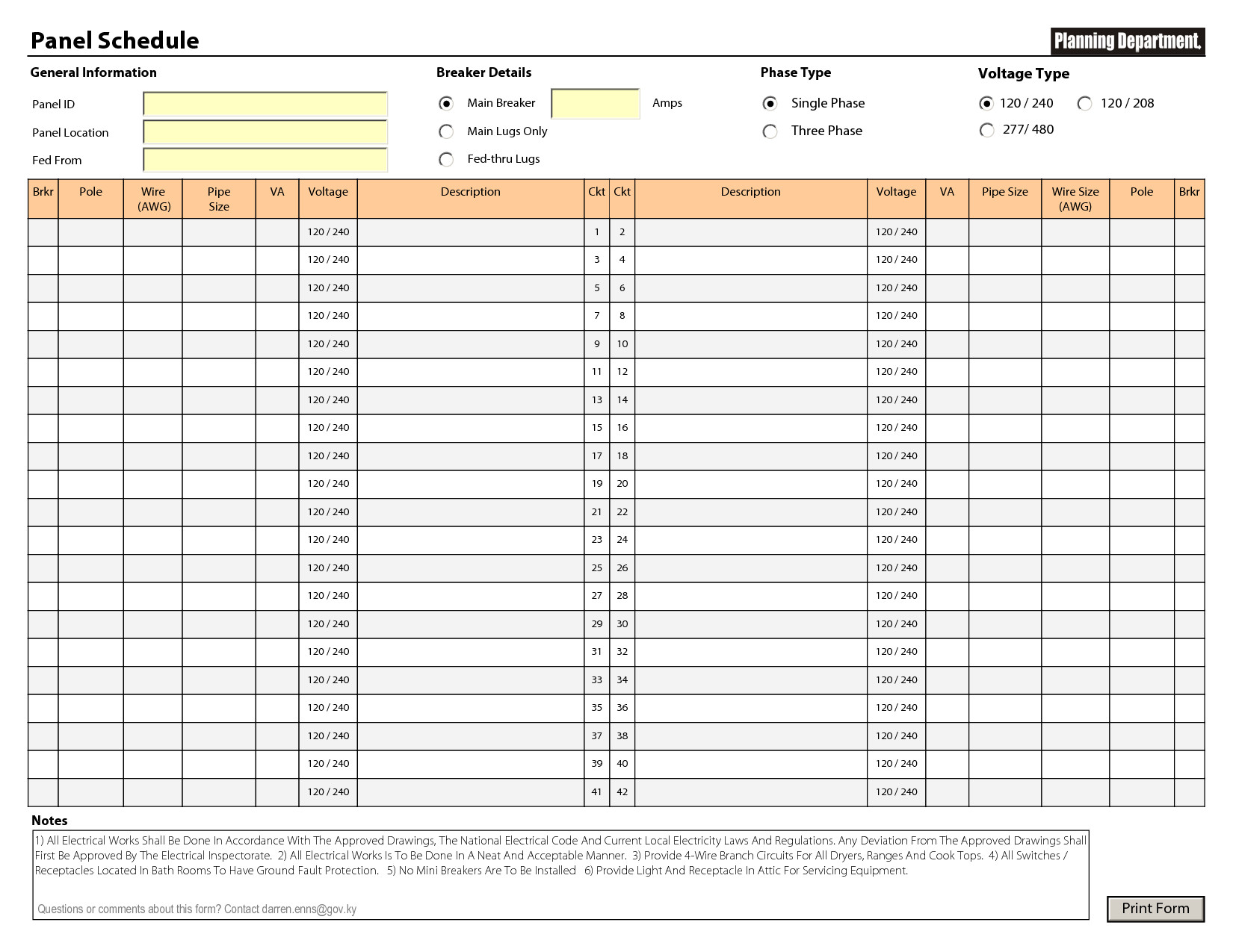 Electric Panel Schedule Template Electrical Panel Schedule Templates Tespin