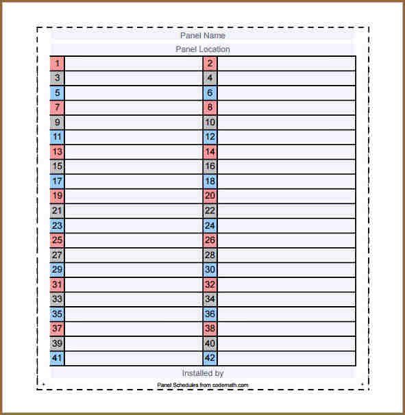Electrical Panel Schedule Excel Template Electrical Panel Label Template Excel