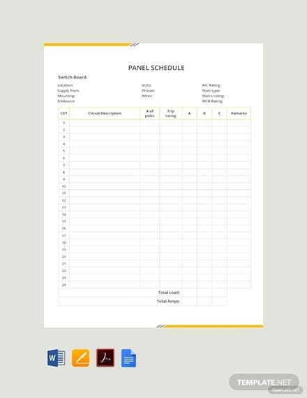 Electrical Panel Schedule Template Excel Free Electrical Panel Schedule Template Download 173