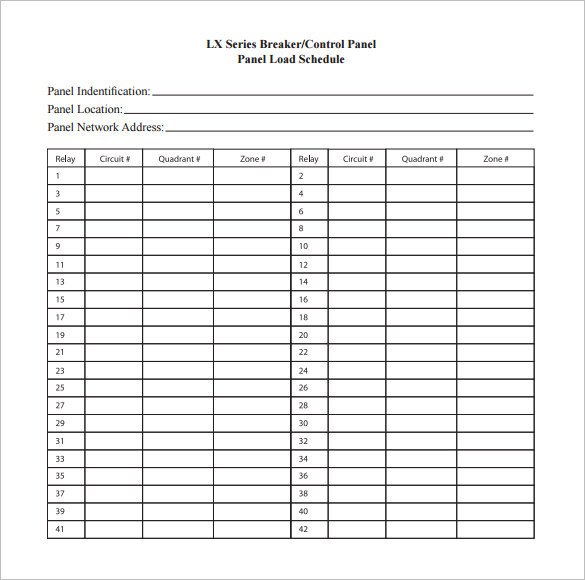 Electrical Panel Schedule Template Pdf 21 Panel Schedule Template Free Download
