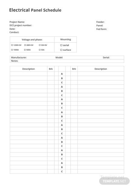 Electrical Panel Schedule Template Pdf Electrical Preventive Maintenance Schedule Template