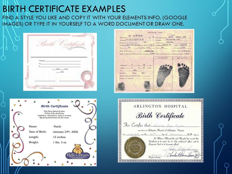 Element Birth Certificate Element Baby Book Project Ppt Video Online