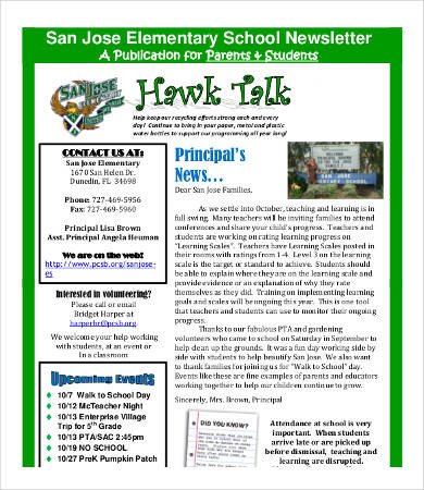 Elementary School Newsletter Template 20 Best Newsletter formats Free Word Pdf Documents