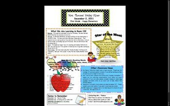 Elementary School Newsletter Template Elementary Classroom Newsletter Template by Stephanie