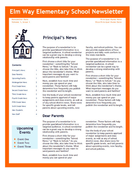 Elementary School Newsletter Template Elementary School Newsletter Fice Templates