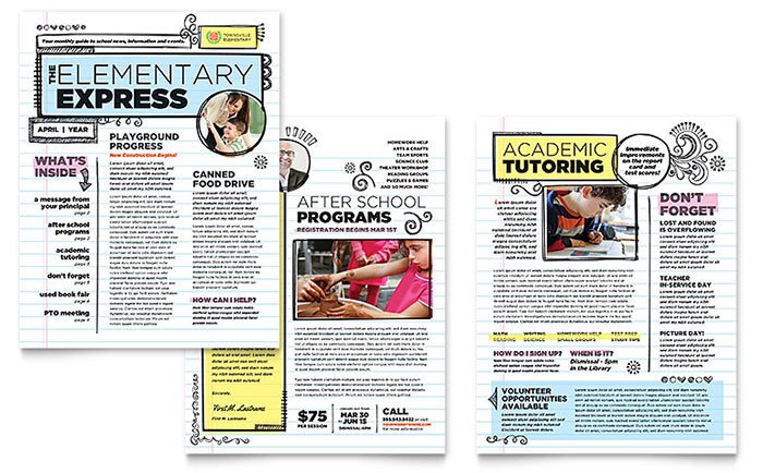 Elementary School Newsletter Template Elementary School Newsletter Template Word &amp; Publisher