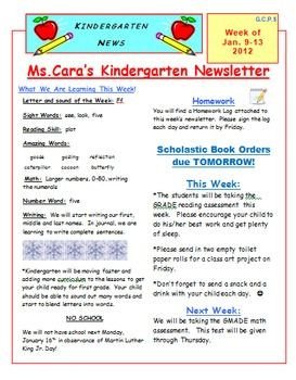 Elementary School Newsletter Template Elementary Weekly Newsletter Template